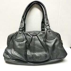 Cole Haan metallic silver (pewter) triple zip shoulder bag